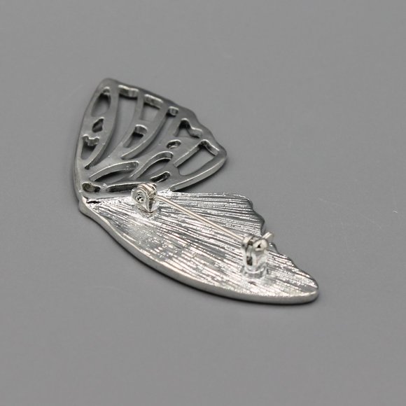 Butterfly wind shaped pin brooch silver blue - Picture 10 of 10